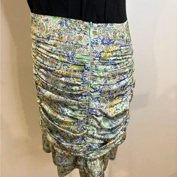 Zara Ruched Floral Mini Skirt Ruffle Hem Y2K Cottagecore Size M - Picture 4 of 7